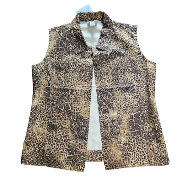 Chico's Design Sierra vest cheetah leopard print size L NWT - Picture 1 of 10